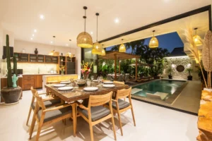 Villa-Addi-Dining-Table-Pool-View